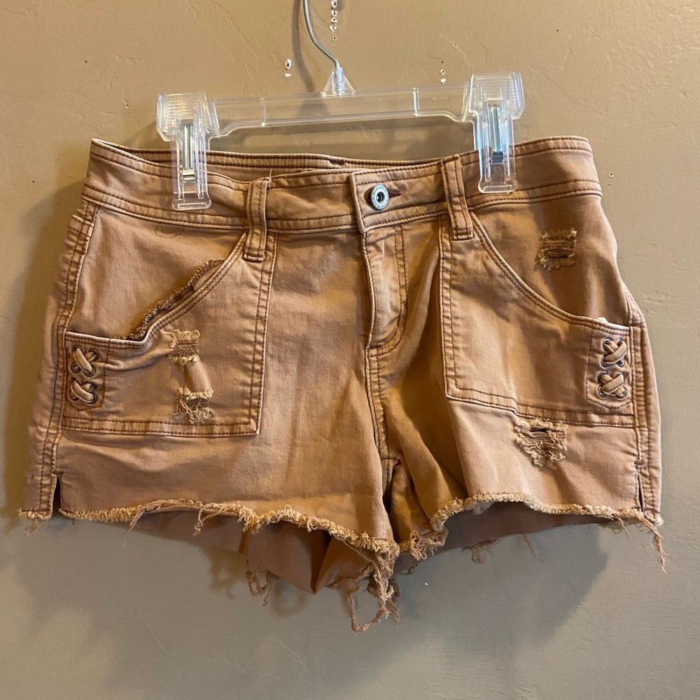 Arizona Jean Co. distressed shorts dark tan color size 5